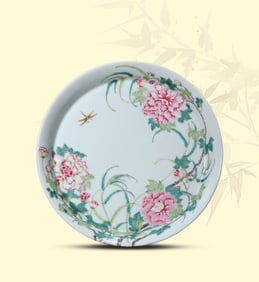 A FAMILLE-ROSE 'PEONY' DISH