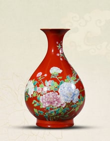 A CORAL-GROUND FAMILLE-ROSE 'FLORAL' YUHUCHUNPING