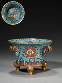 A CLOISONNé ENAMEL 'INTERLOCKING LOTUS' CENSER