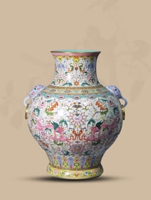 A YANGCAI AND GILT 'RED DRAGON AMONG LOTUS' JAR