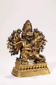 A GILT-BRONZE YAMANTAKA
