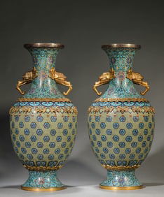 A CLOISONNé ENAMEL 'DRAGON' REVOLVING VASE
