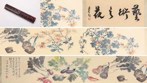 GAO JIANFU (1879-1951), ATTRIBUTED TO, MELONS, FRUITS AND FLOWERS