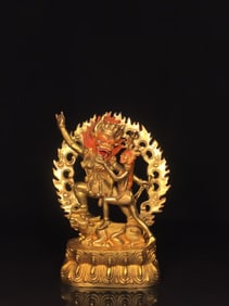 A NEPALESE GILT-COPPER YAMANTAKA STATUE