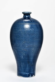 A BLUE-GLAZED 'FLOWERS' MEIPING