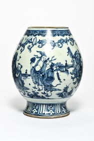 A BLUE-AND-WHITE 'FIGURES' VASE