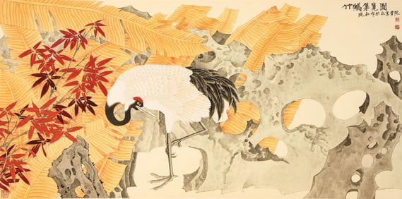 MO XIAOSONG (B.1964), ATTRIBUTED TO, PLUM AND CRANES
