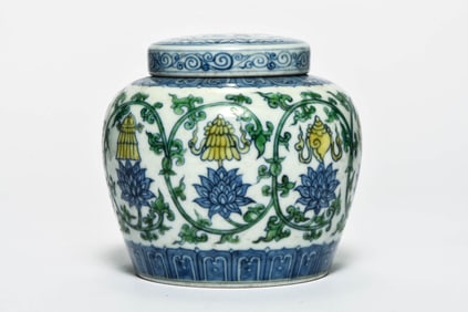 A DOUCAI 'INTERLOCKING LOTUS AND BABAO' JAR