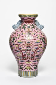 A FAMILLE ROSE 'TWO DRAGONS' VASE