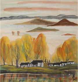 LIN FENGMIAN (1900-1991), ATTRIBUTED TO, AUTUMN IN MOUNTAIN VILLAGE