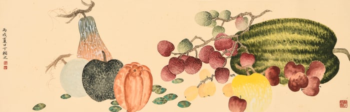 DING FUZHI (1879-1949), ATTRIBUTED TO, VEGETABLES AND FRUITS