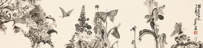 ZHOU JINGXIN (B.1959), ATTRIBUTED TO, BUTTERFLIES LOVE FLOWERS