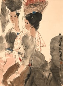 ZHOU SICONG (1939-1996), ATTRIBUTED TO, TWO BEAUTIES
