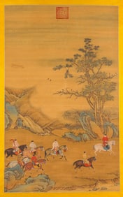JIN TINGBIAO (ACT. 18TH CENTURY), ATTRIBUTED TO, FIVE PRINCES IN DRUNKEN REVELRY