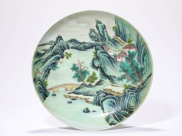 A FAMILLE-ROSE 'LANDSCAPE' DISH