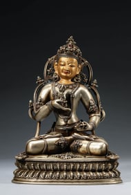 A TIBETAN SILVER FIGURE OF VAJRASATTVA