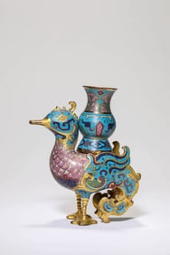 A CLOISONNé ENAMEL 'VERMILION BIRD' CENSER