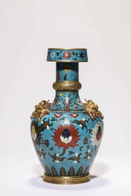 A CLOISONNé ENAMEL 'LOTUS-AND-DRAGON' VASE