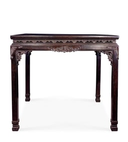 A ZITAN CARVED BAROQUE-STYLE SQUARE TABLE