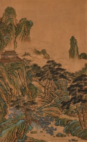 QIAN WEICHENG (1720-1772), ATTRIBUTED TO, BLUE-GREEN LANDSCAPE