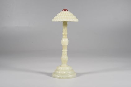 A HETIAN JADE AND RUBY-INLAID HAT STAND