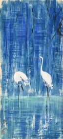 LIN FENGMIAN (1900-1991), ATTRIBUTED TO, TWO EGRETS IN POND
