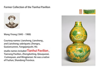 A YELLOW-AND-GREEN GLAZED 'FLYING DRAGON' GOURD-SHAPED VASE