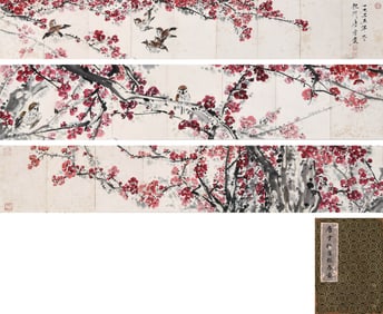 TANG YUN (1910-1993), ATTRIBUTED TO, PLUM BLOSSOMS AND SPARROWS HERALD SPRING