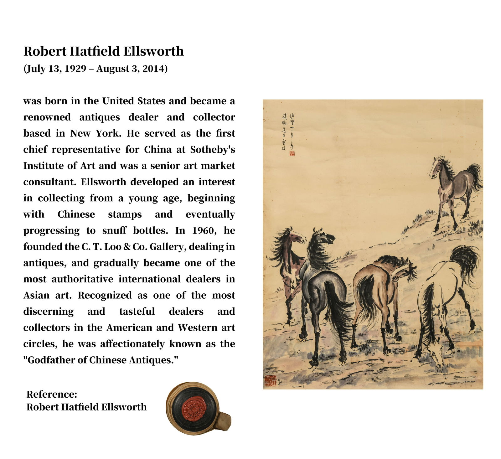 XU BEIHONG (1895-1953), ATTRIBUTED TO, FIVE STEEDS: XU BEIHONG (1895-1953), ATTRIBUTED TO, FIVE STEEDS Length: 108 cm (42.5 in.), Width: 80 cm (31.5 in.). All measurements are approximate.