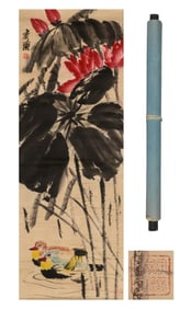 QI BAISHI (1864-1957), ATTRIBUTED TO, LOTUS AND MANDARIN DUCKS