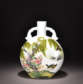 A FAMILLE ROSE 'SPRING' MOONFLASK