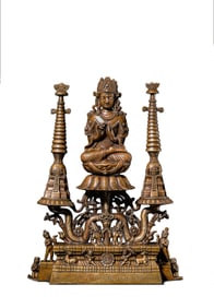 A SWAT-STYLE SILVER-INLAID ALLOY COPPER FIGURE OF MAITREYA