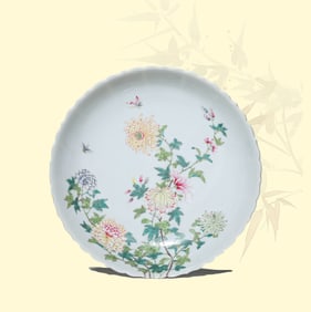 A FAMILLE-ROSE 'BUTTERFLY-AND-FLOWER' DISH