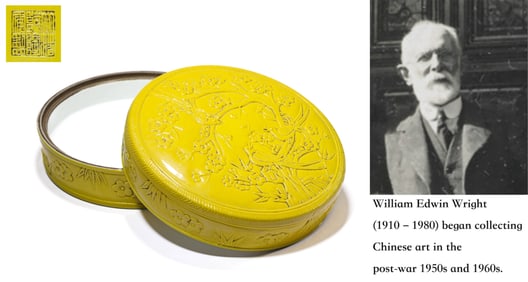 A YELLOW-GLAZED ROUND COVERED BOX