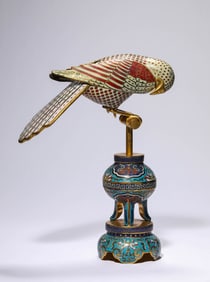 A CLOISONNé ENAMEL PARROT