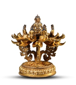 A GILT-BRONZE AMITAYUS MANDALA
