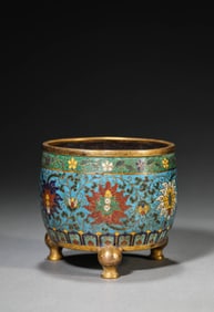A CLOISONNé ENAMEL 'INTERLOCKING LOTUS' CENSER