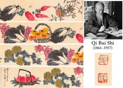 QI BAISHI (1864-1957), ATTRIBUTED TO, FRUITS, VEGETABLES AND FLOWERS