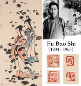 FU BAOSHI (1904-1955), ATTRIBUTED TO, TWO XIANG GODDESSES