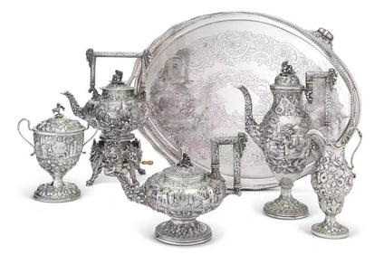 COMPLETE STERLING SILVER TEA AND COFFEE SERVICE