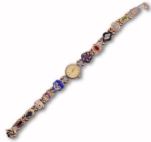 14K GOLD "BAIBAO" INLAID BRACELET WATCH
