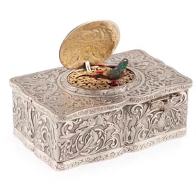 GERMAN SILVER SINGING BIRD MUSIC BOX