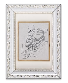 THE HANDWRITTEN MANUSCRIPT OF THE SIMPSONS SIGNED BY MICHAEL JACKSON.