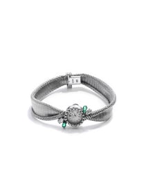 1950S JAEGER-LECOULTRE 18K GOLD WOVEN BRACELET WITH EMERALDS AND DIAMONDS, MECHANICAL WRISTWATCH