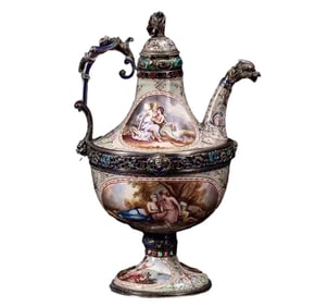 SILVER-BODY PAINTED ENAMEL WINE SET