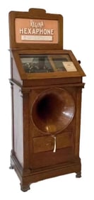 FLOOR-STANDING OAK WAX CYLINDER PHONOGRAPH
