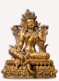 A GILT-BRONZE FIGURE OF TARA