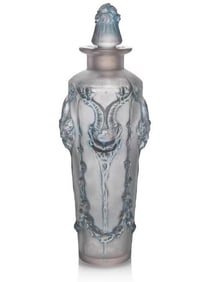 LALIQUE BLUE-STAINED PERFUME BOTTLE