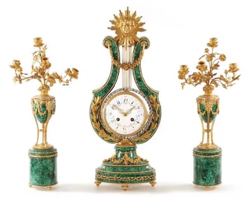 19TH CENTURY FINE LYRE-SHAPED MANTEL CLOCK