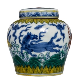 A DOUCAI 'SEA HORSE' JAR